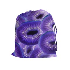 Sliced Kiwi Fruits Purple Drawstring Pouch (xl) by Pakrebo