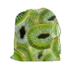 Sliced Kiwi Fruits Green Drawstring Pouch (xxl) by Pakrebo