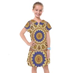 Red And White Angels Printed On Green Red And Purple Round Rug Kids  Drop Waist Dress by Pakrebo