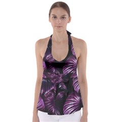 Purple Leaves Babydoll Tankini Top by Pakrebo