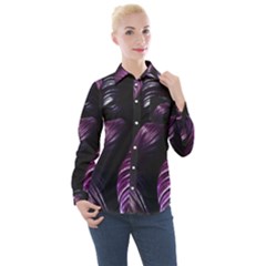 Purple Leaves Women s Long Sleeve Pocket Shirt