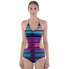 Blue And Pink Wallpaper Cut-out One Piece Swimsuit by Pakrebo