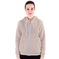 Gingham Check Plaid Fabric Pattern Grey Women s Zipper Hoodie by HermanTelo