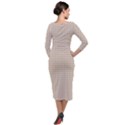 Gingham Check Plaid Fabric Pattern Grey Quarter Sleeve Midi Velour Bodycon Dress View2