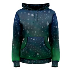 Background Blue Green Stars Night Women s Pullover Hoodie by HermanTelo