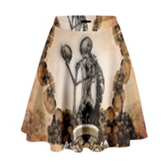 Awesome Skeleton With Skulls High Waist Skirt by FantasyWorld7