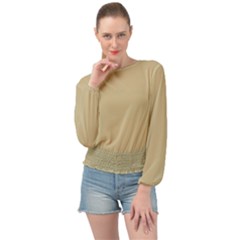 Cream Banded Bottom Chiffon Top by designsbyamerianna