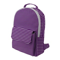 Gingham Plaid Fabric Pattern Purple Flap Pocket Backpack (large)