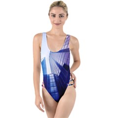 Abstract Architectural Design Architecture Building High Leg Strappy Swimsuit by Pakrebo