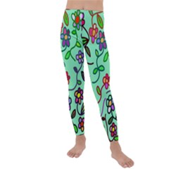 Flowers Floral Plants Kids  Lightweight Velour Leggings by Bajindul