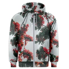 Red Petaled Flowers Men s Zipper Hoodie by Pakrebo