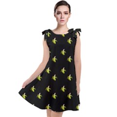 Peeled Banana On Black Tie Up Tunic Dress by snowwhitegirl