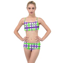 Plaid Waffle Gingham Layered Top Bikini Set by HermanTelo