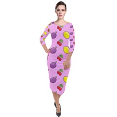 Slot Machine Wallpaper Quarter Sleeve Midi Velour Bodycon Dress