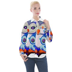 Owl Mother Owl Baby Owl Nature Women s Long Sleeve Pocket Shirt