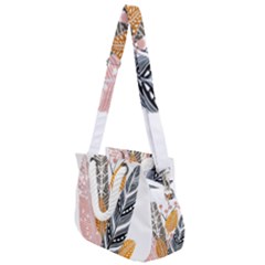 Feather Feathers Rope Handles Shoulder Strap Bag