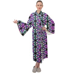 Triangle Seamless Maxi Tie Front Velour Kimono