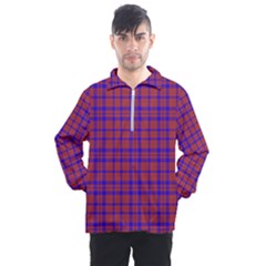 Pattern Plaid Geometric Red Blue Men s Half Zip Pullover by Simbadda