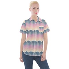 Seamless Pattern Background Block Women s Short Sleeve Pocket Shirt