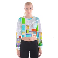 City Modern Business Skyscrapers Cropped Sweatshirt by Simbadda