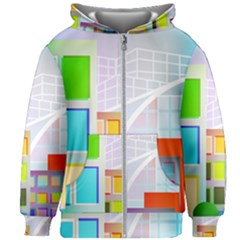 City Modern Business Skyscrapers Kids  Zipper Hoodie Without Drawstring by Simbadda