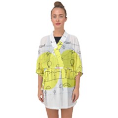 Urban City Skyline Sketch Half Sleeve Chiffon Kimono by Simbadda