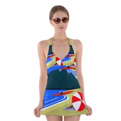 Beach Summer Sea Ocean Water Sand Halter Dress Swimsuit  by Simbadda