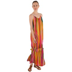 Background Abstract Colorful Cami Maxi Ruffle Chiffon Dress