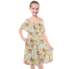 Vintage Roses            Kids  Cut Out Shoulders Chiffon Dress