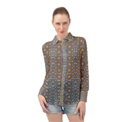 Florals Striving To Be In The Hole World As Free Long Sleeve Chiffon Shirt