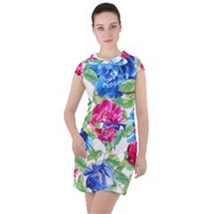 Flowers Floral Picture Flower Drawstring Hooded Dress