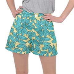 Leaves Dried Leaves Stamping Blue Yellow Ripstop Shorts by Simbadda