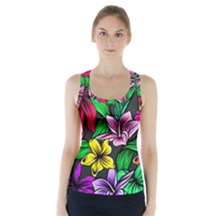 Hibiscus Flower Plant Tropical Racer Back Sports Top by Simbadda