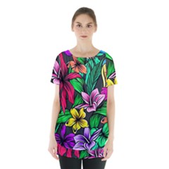 Hibiscus Flower Plant Tropical Skirt Hem Sports Top by Simbadda