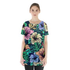 Hibiscus Flower Plant Tropical Skirt Hem Sports Top by Simbadda