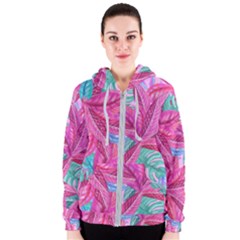 Leaves Tropical Reason Stamping Women s Zipper Hoodie