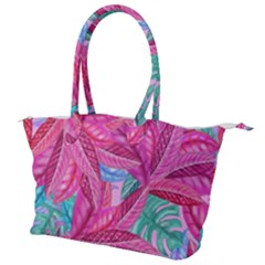 Leaves Tropical Reason Stamping Canvas Shoulder Bag by Simbadda