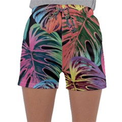 Leaves Tropical Jungle Pattern Sleepwear Shorts by Simbadda