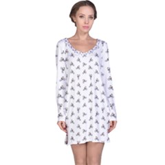 Cycling Motif Design Pattern Long Sleeve Nightdress
