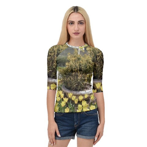 Columbus Commons Yellow Tulips Quarter Sleeve Raglan Tee by Riverwoman