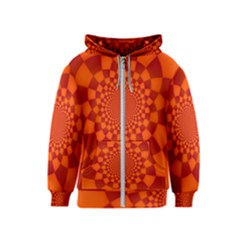 Fractal Artwork Abstract Background Orange Kids  Zipper Hoodie by Sudhe