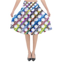 Rings Geometric Circles Random Flared Midi Skirt by HermanTelo