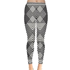 Monochrome Geometric Herringbone Seamless Pattern Vector Inside Out Leggings by Sudhe