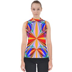 Abstract Art Fractal Art Mock Neck Shell Top by Sudhe