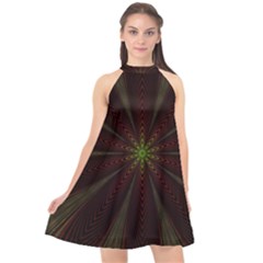 Fractal Artwork Idea Allegory Halter Neckline Chiffon Dress  by Sudhe