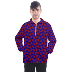 Background Texture Design Geometric Red Blue Men s Half Zip Pullover