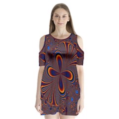 Abstract Fractal Background Pattern Shoulder Cutout Velvet One Piece