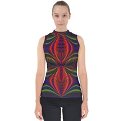 Abstract Art Fractal Mock Neck Shell Top by Sudhe