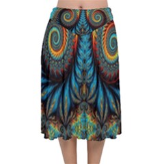 Abstract Art Fractal Creative Velvet Flared Midi Skirt