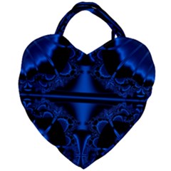 Art Fractal Artwork Creative Blue Black Giant Heart Shaped Tote